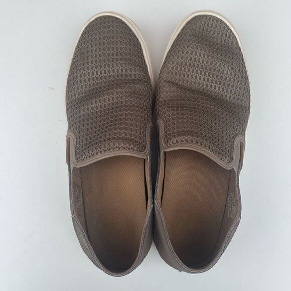 OluKai Pehuea Leather Shoes Size 8 Grey Slip On Casual Shoes Loafers - Picture 7 of 14